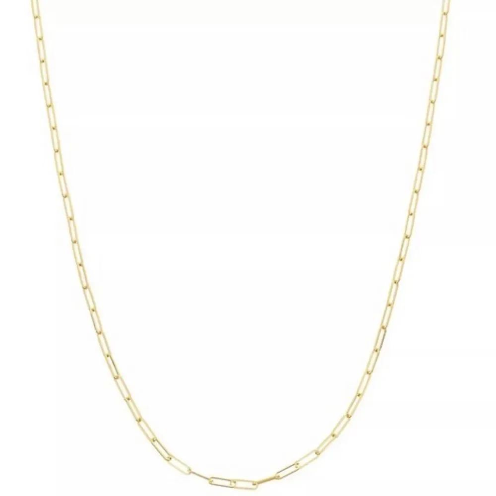 Paperclip Chain necklace 14k solid gold Necklace 16 inches perfect for any charm